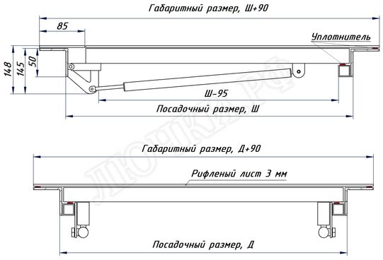Уличный люк Дворник Уголок, нержавеющий рифленый лист, 2 створки 700*1700 Уличный люк Дворник Уголок, нержавеющий рифленый лист, 2 створки 700*1700